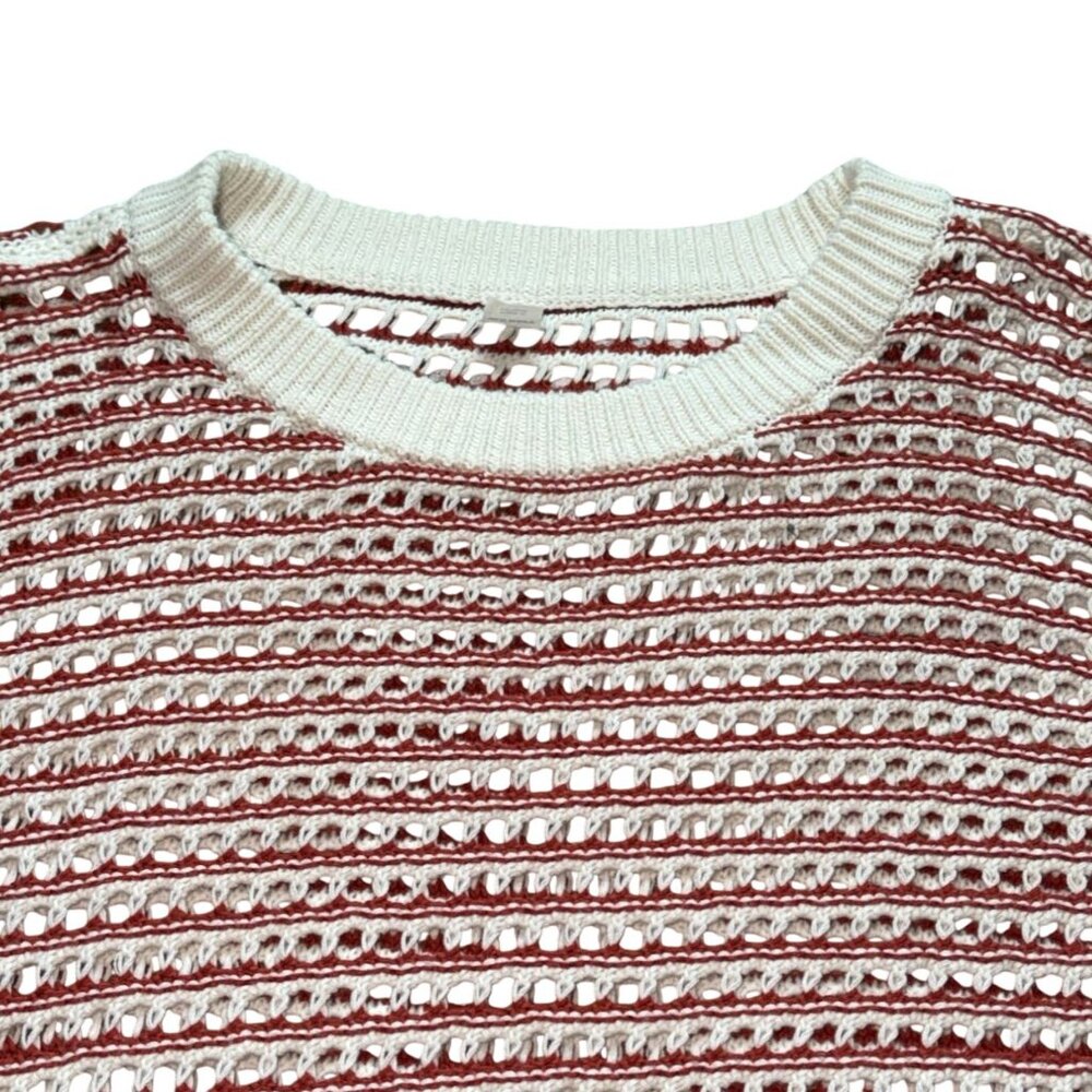 Old Navy Womens Red & White Striped Open-Stitch Sweater-L-GUC - Picture 2 of 6